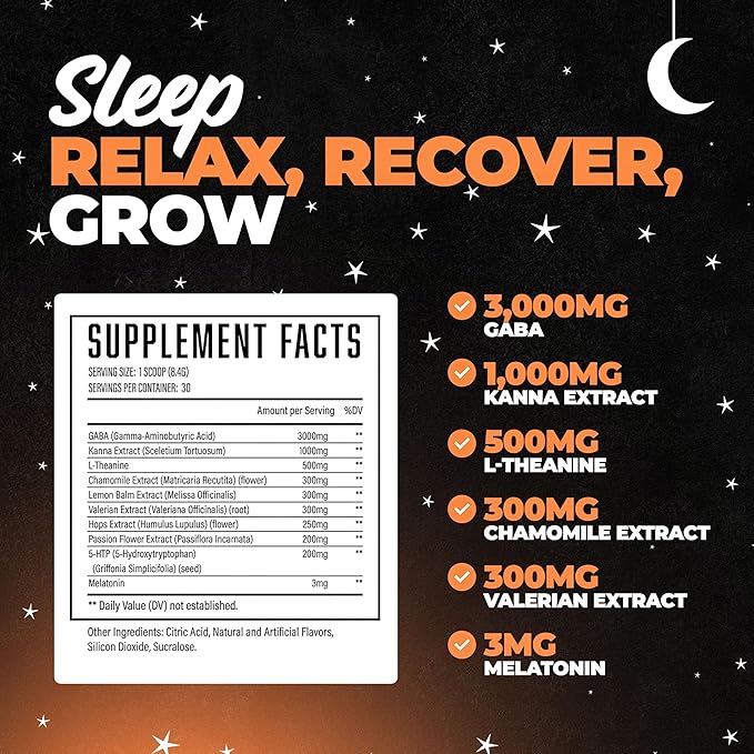 Hibernate Sleep Supplement Complete &amp Optimally Dosed Sleep Recovery Formula Relax &amp Unwind Includes GABA Valerian Root Melatonin 5-HTP &amp More (30 Servings) (Peach Mango)