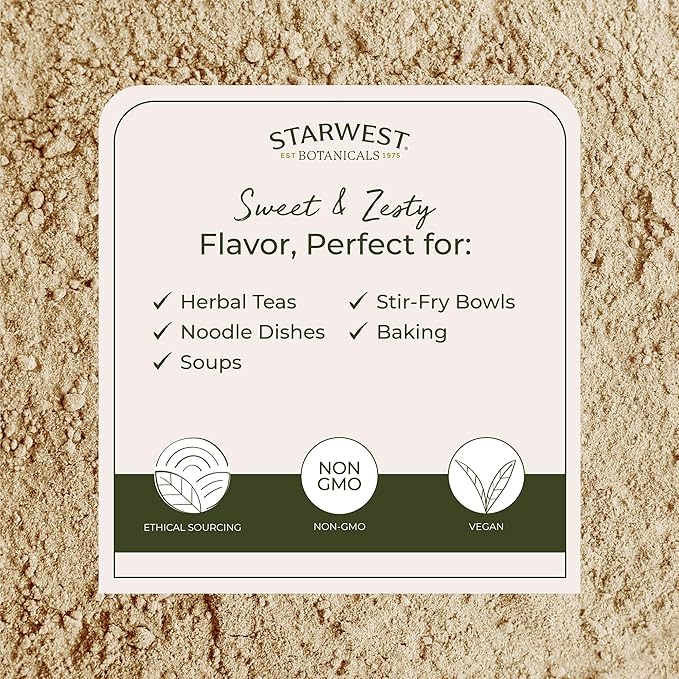 Starwest Botanicals Organic Ginger Root Powder - Ground Ginger Herb for Tea Baking &amp Cooking Natural Herbal Spice Certified Kosher Non-GMO - Bulk 1 lb Bag