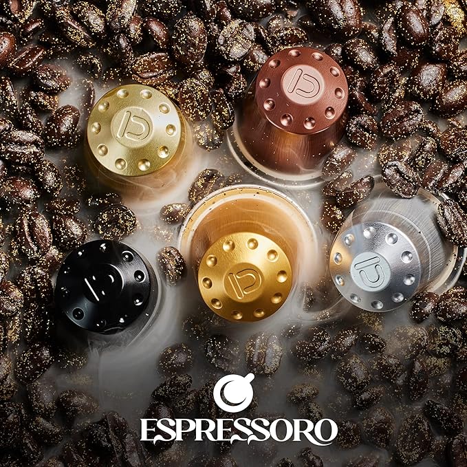ESPRESSORO 100 USDA Organic Espresso Pods - INTENSO Aluminum Capsule Compatible with Nespresso Original Lines Machines. Intensity 9 - Premium Italian Coffee Pods.