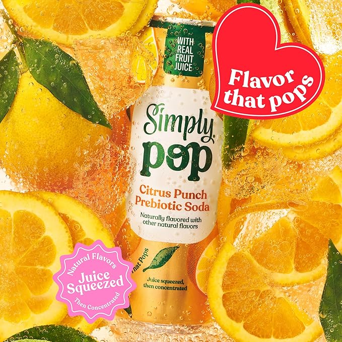 Simply Pop Soda Prebiotic Citrus Punch 12 fl oz (Pack of 12)