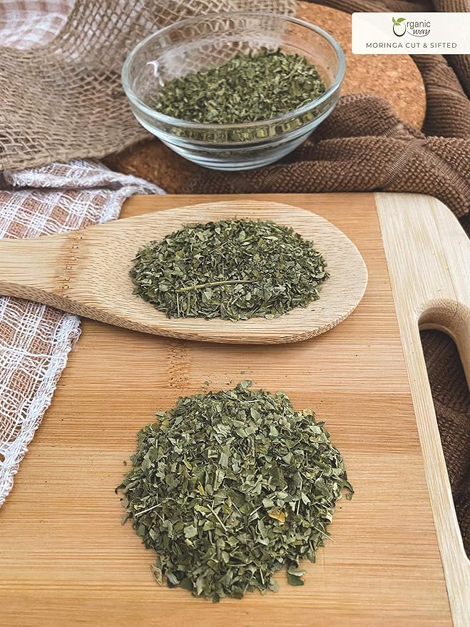 Organic Way Moringa/Drumstick Leaf Cut &amp Sifted (Moringa oleifera) | Herbal Tea - Organic &amp Kosher Certified | Vegan | Non GMO &amp Gluten Free | USDA Certified | Origin - India (1LBS / 16OZ)