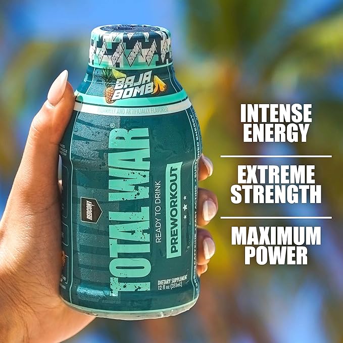 REDCON1 Total War Ready to Drink Preworkout Pink Lemonade - 350mg of Fast Acting RTD Caffeine - Beta Alanine + Citrulline Malate for Increased Pump - Keto Friendly Workout Drink (12 Servings)