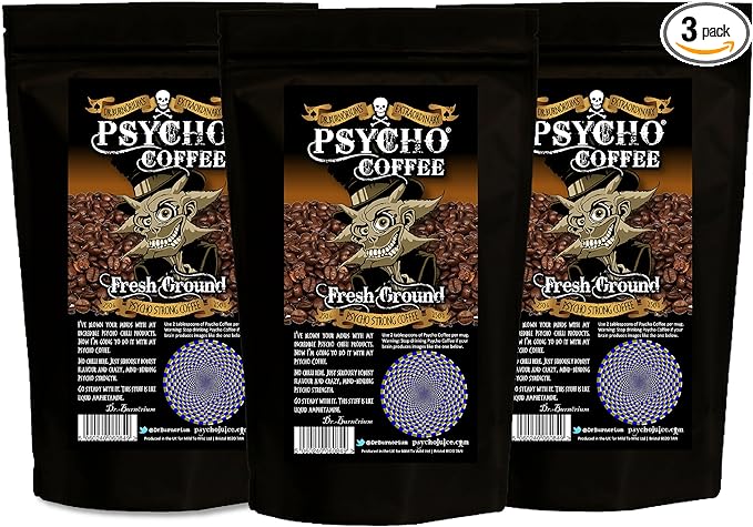 Psycho Coffee - Fresh Ground Psycho Strong Coffee - 3 x 250g Bags
