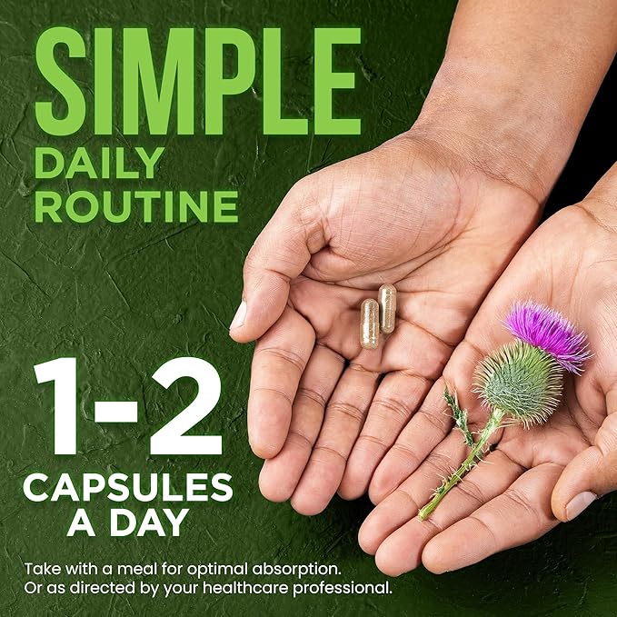 OmniBiotics Organic Milk Thistle Supplement 1500mg – 4X Concentrated Extract with Silymarin – High Potency Liver Detox &amp Support – 120 Vegan Capsules