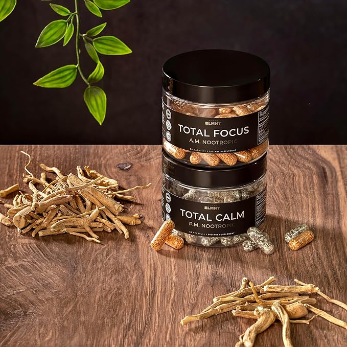 AMPM Nootropic Total Focus + Calm 9X Strength w. Caffeine L-Theanine Alpha GPC L-Tyrosine Ashwagandha - X-Release Energy Pills Nootropics Brain Support Supplements for Memory and Focus Supplement