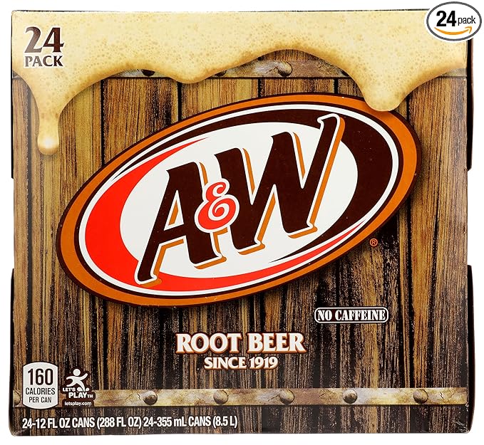 A&ampW Root Beer Soda 12 fl oz cans 24 pack