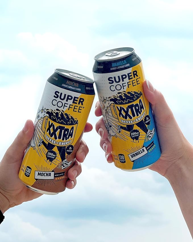 Super Coffee XXTRA Keto Protein Coffee (0g Added Sugar 7g Protein 130 Calories) [Mocha] 15 Fl Oz 12 Pack | Iced Smart Coffee Drinks - SoyFree GlutenFree