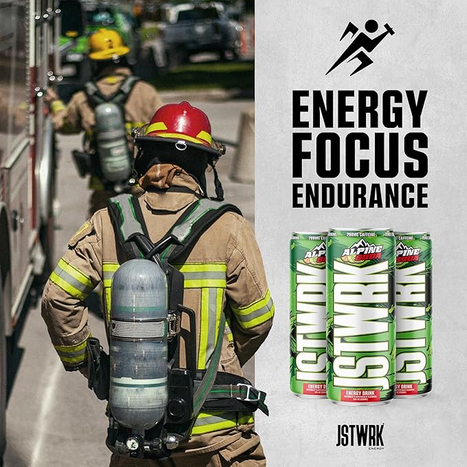 JST WRK Energy Drink - 12-Pack Sugar-Free Zero Calories No Sugar Alcohols 12 Fl Oz. 200 milligrams Caffeine (Alpine Soda)