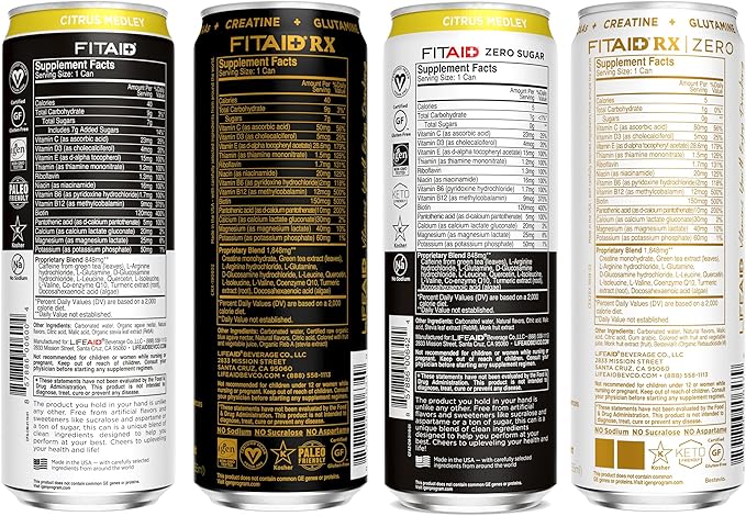 FITAID Post-Workout Recovery Drink Variety Sampler Pack No Artificial Flavors or Sweeteners 100% Clean Vegan Gluten-Free Keto-Friendly Paleo Friendly 4 Flavors (Pack of 12)