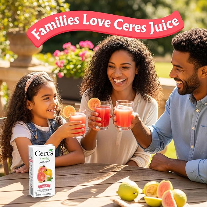 Ceres Guava Juice Blend 3-Pack – 100% Natural Rich in Vitamin C No Added Sugar Artificial Colors or Flavors Kosher Certified 33.8 Oz Ea (1 Liter)