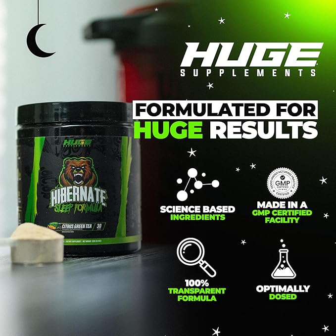 Hibernate Sleep Supplement Complete &amp Optimally Dosed Sleep Recovery Formula Relax &amp Unwind Includes GABA Valerian Root Melatonin 5-HTP &amp More (30 Servings) (Citrus Green Tea)