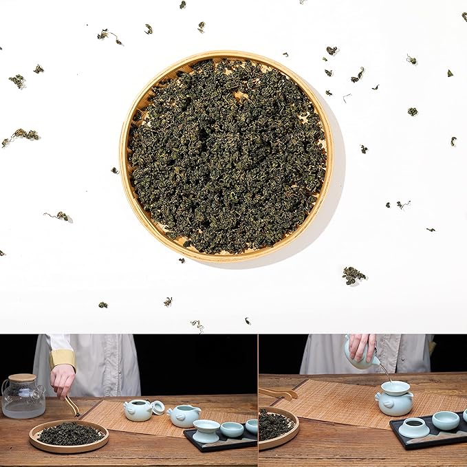 Gynostemma Pentaphyllum Jiaogulan Loose Leaf Emerald Green Tea 500g (17.61oz) – Dried Gynostemma Tea Leaves for Hot Iced Invigorating Beverages