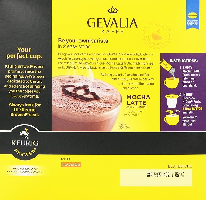 Gevalia Mocha Latte Espresso K-Cup Coffee Pods &amp Froth Packets (9 Pods and Froth Packets)