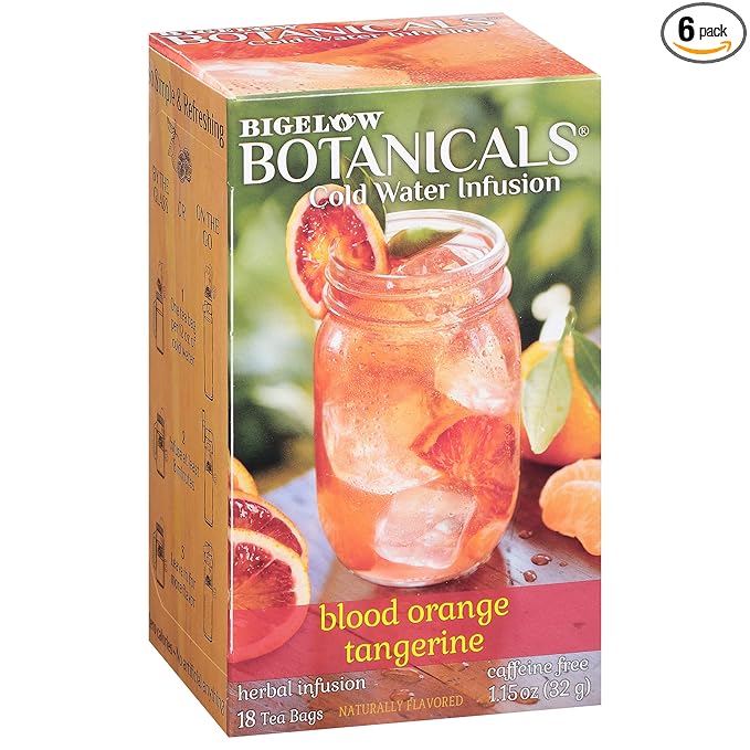 Bigelow Botanicals Blood Orange Tangerine Caffeine Free Herbal Tea with Blood Orange &amp Tangerine Flavor 18 Count (Pack of 6) 108 Total Tea Bags
