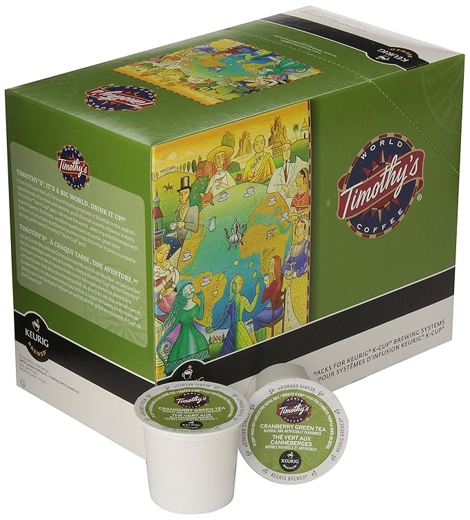 Timothy's World Coffee-K-Cups Twist Green Tea Cranberry 24-Count