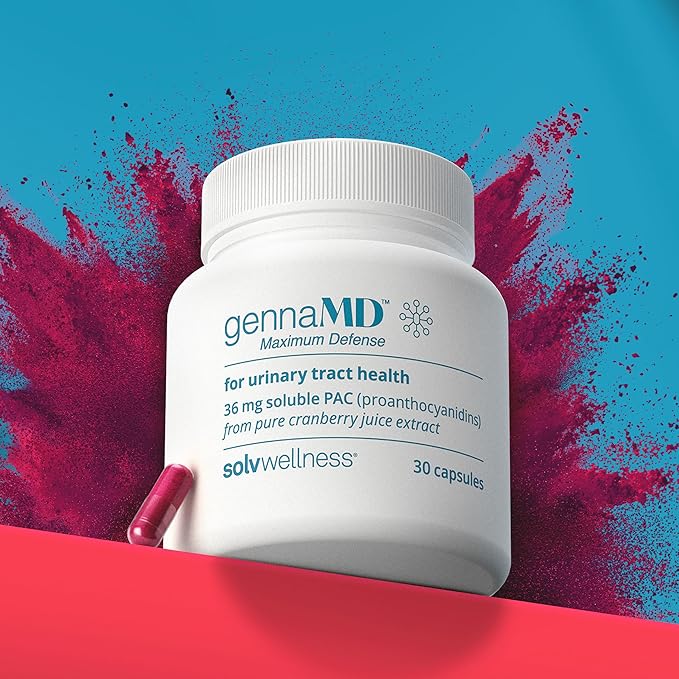 Solv Wellness GennaMD - Maximum UTI Defense - 36 mg Soluble PAC from 100% Cranberry Juice Extract - Highest PAC Concentration in a Small Easy-to-Swallow Capsule - 30 Capsules