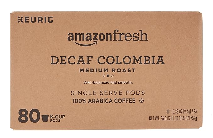 AmazonFresh 80 Ct. K-Cups Decaf Colombia Medium Roast Keurig K-Cup Brewer Compatible