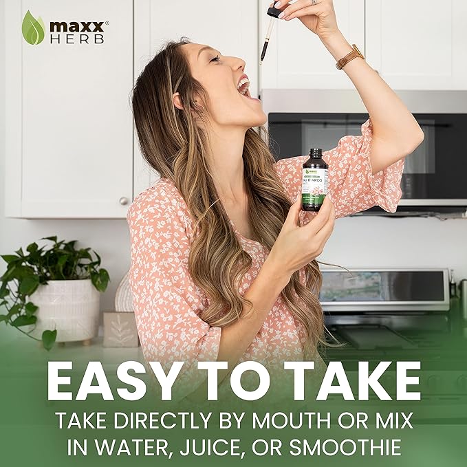 Maxx Herb PAU D'Arco Tincture - Max Strength PAU D Arco Extract for Immune Support Taheebo Tea Inner Bark Absorbs Better Than PAU Darco Capsules – 4 Oz Bottle (60 Servings)