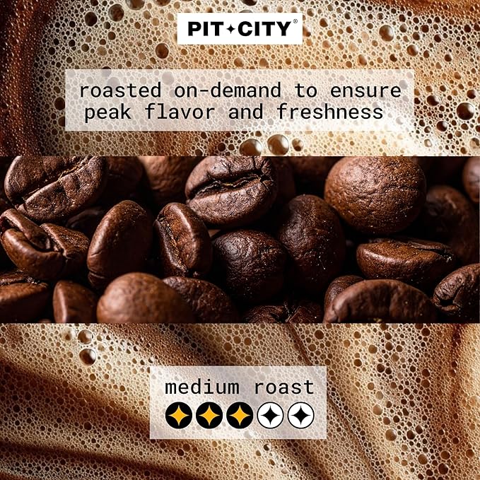 Pit City The Burgh Signature Blend Medium Roast Whole Bean Coffee 12oz Bag - Smooth Toasted Nuts Caramel and Citrus Notes - Premium Small Batch Roasted - Pittsburgh