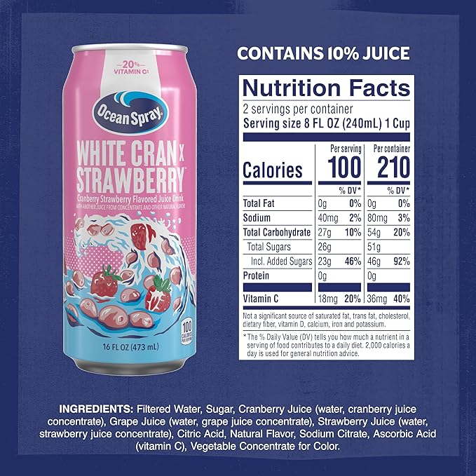 Ocean Spray® White Cran-Strawberry Juice Drink 16 Fl Oz Can (12 Pack)