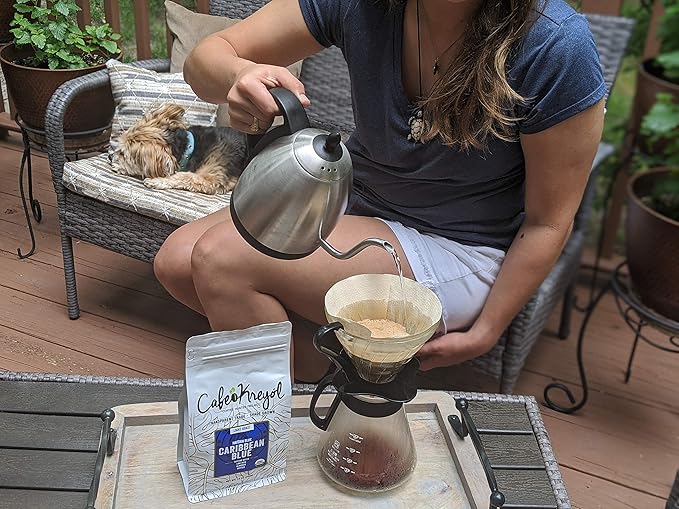 Cafe Kreyol Organic Caribbean Blue | 2 lb - Haitian Blue Light Roast Coffee - Whole Bean Coffee High Caffeine - Smooth Low Acid with Notes of Almond and Walnut