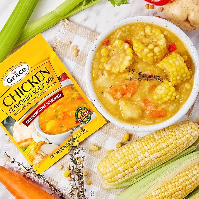 Grace Variety Pack of Flavored Soup 12 Pack - Chicken Fish Cock and Pumpkin Jamaican Flavored Mixes