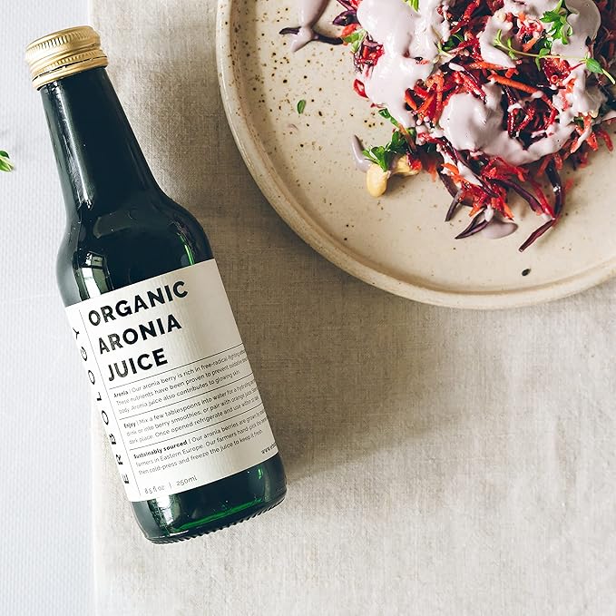100% Organic Aronia Berry Juice 8.5 fl oz - Rich in Antioxidants - Straight from Farm - Undiluted - No Added Sugar or Preservatives - Non-GMO - Recyclable Glass Bottle