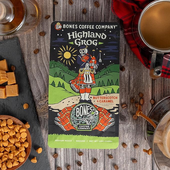 Bones Coffee Company Salty Siren With Highland Grog Ground Coffee 12 oz Bundle