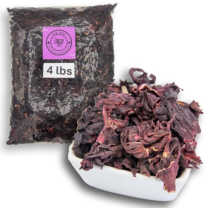 4 lbs Hibiscus Flowers Despensa Colombiana - Flor de Jamaica Bag Dried Hibiscus Flowers - Ideal for Juices infusions and Flor de Jamaica Tea - Despensa Colombiana