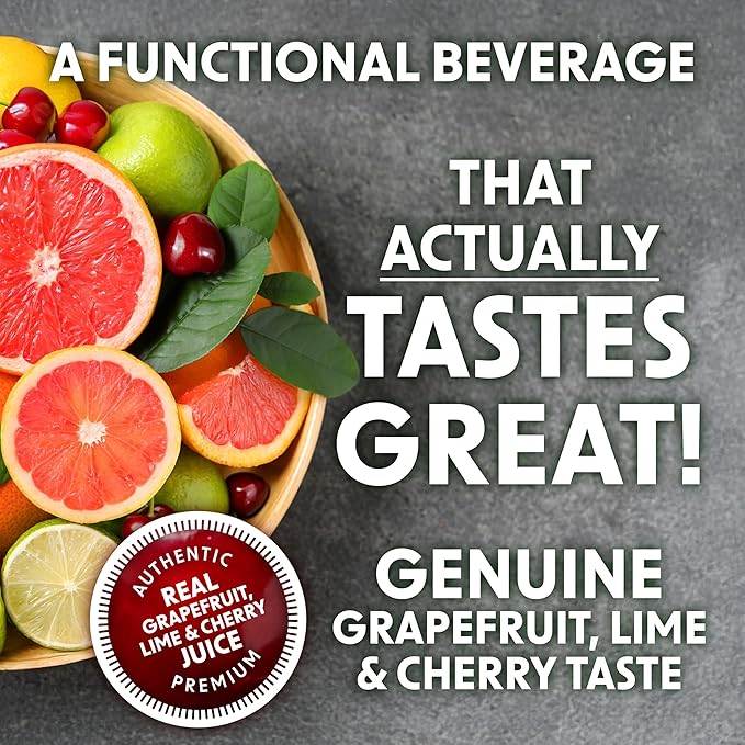 BING Citrus Energizing Juice Beverage – Grapefruit &amp Lime (12oz/12pk) – Made with REAL Juice! Only 2g added Sugar Low Calorie L-Theanine + Ginseng+ Caffeine + Taurine Vegan Gluten + Dairy Free