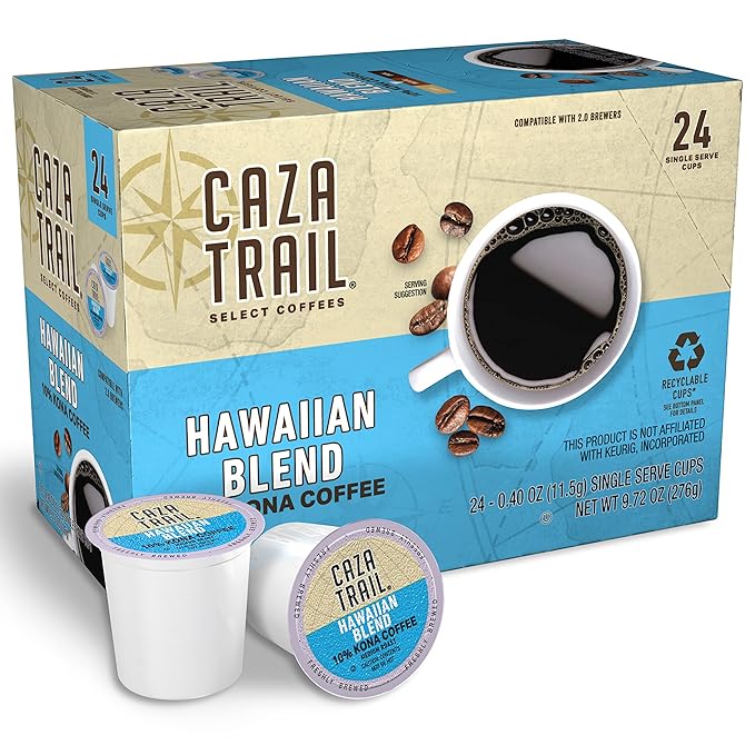 Caza Trail Coffee Pods Kona Blend Single Serve (Pack of 24) (Packaging May Vary)
