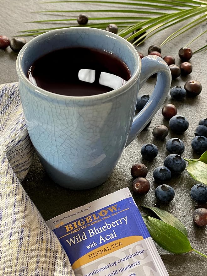 Bigelow Tea Wild Blueberry with Acai Herbal Tea Caffeinated Tea with Blueberry and Acai 20 Count Box (Pack of 6) 120 Total Tea Bags