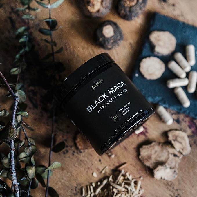 40000mg 40x Strength Organic Black Maca Root w. Ashwagandha - #1 Highest Potency Black Maca Root Capsules for Men Supplement 40:1 Extract - 100% Pure Maca Peruana Maca Powder Pills Gelatinized