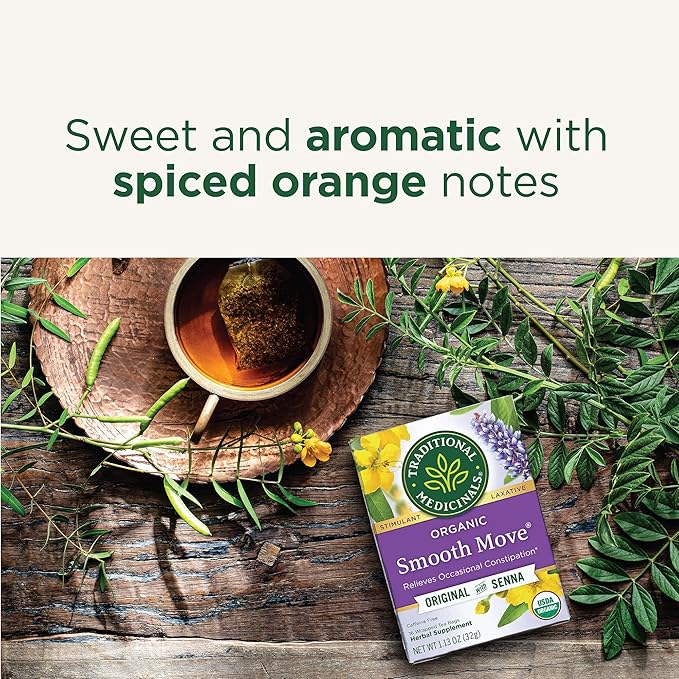 Traditional Medicinals Tea Organic Smooth Move Relieves Occasional Constipation Senna 96 Tea Bags (6 Pack)