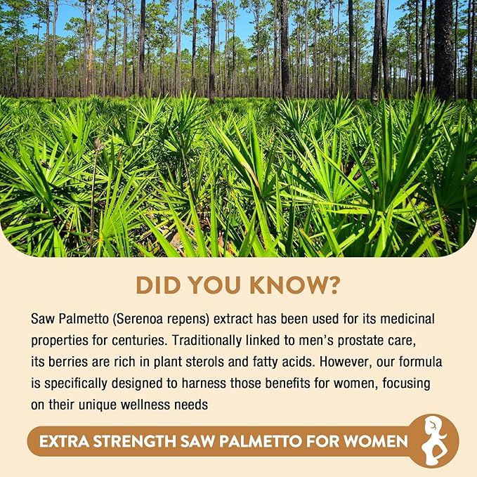 Saw Palmetto for Women Hair Loss - DHT Blocker with 5-in-1 Blend for Hair Growth Skin &amp Nails Urinary Wellness - Extra Strength Saw Palmetto Supplement - 90 Capsules