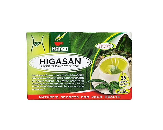 Hanan Peruvian Secrets Higasan Herbal Tea | 100% Natural Liver Cleanser | 25 Tea Bags | Naturally Aids in Cleansing the Liver and Maintaining Healthy Cholesterol Levels (12 Pack)
