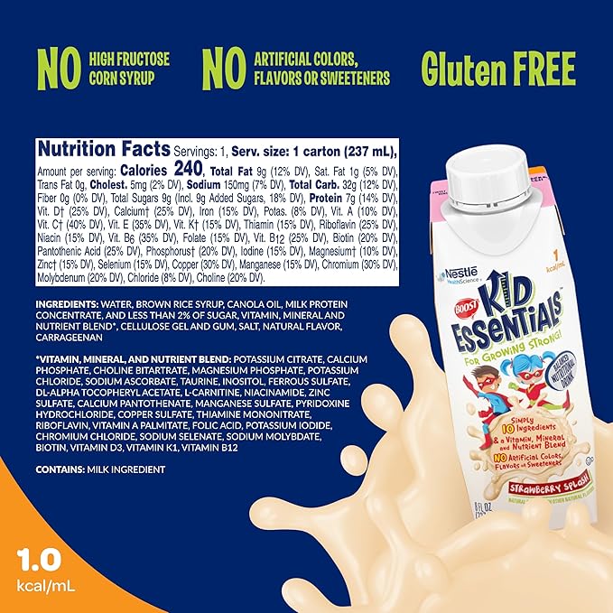 BOOST Kid Essentials 1.0 Strawberry Splash 24 x 8 fl oz Carton