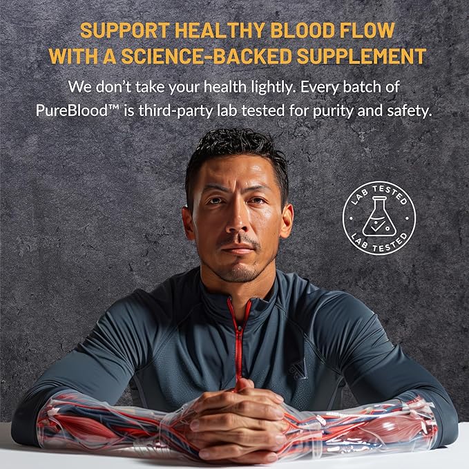 Pure Blood - Advanced Circulatory Support Clinically Dosed Ingredients Cholesterol &amp Lipid Balance Clean + Transparent Formula 120 Capsules