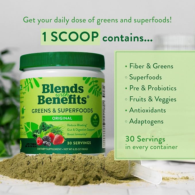 360 Nutrition Super Greens Powder with Probiotics &amp Digestive Enzymes Sugar &amp Gluten Free Plant-Based Superfood for Gut Health Immunity - 6.35 oz