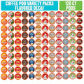 Coffee Pod Variety Packs Flavored Decaf Sampler Assorted Compatible with 2.0 K-Cup Brewers Variety Pack 120 Count (Pack of 1)