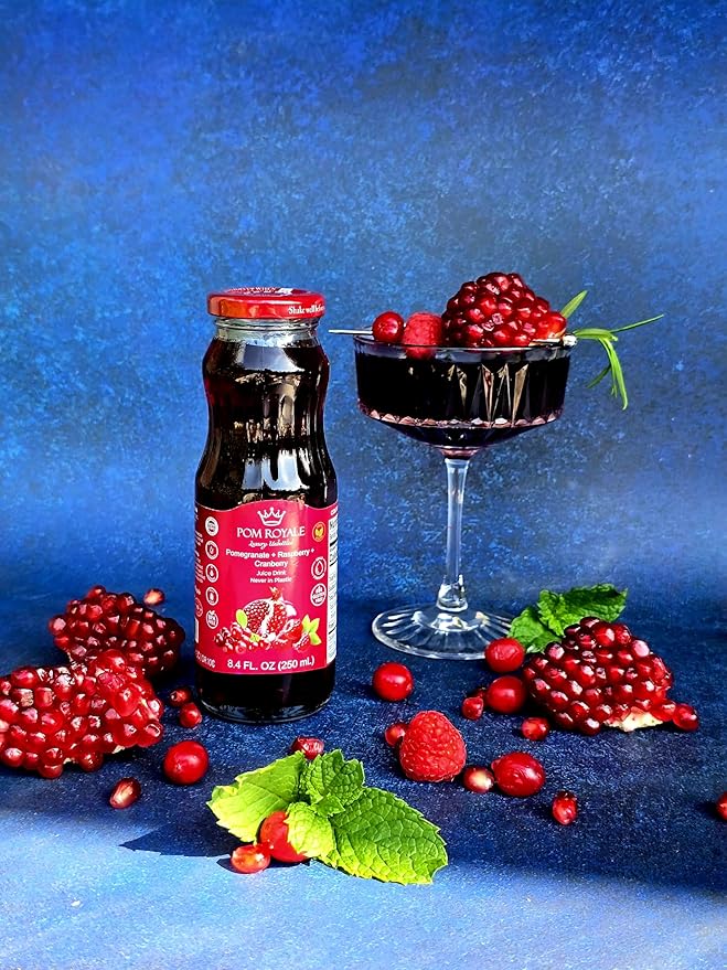 Pomegranate Raspberry Cranberry 8.4 Ounce Glass Bottle (Pack of 15) Cold Pressed Juice Non-GMO Gluten Free Kosher Certified Preservative Free