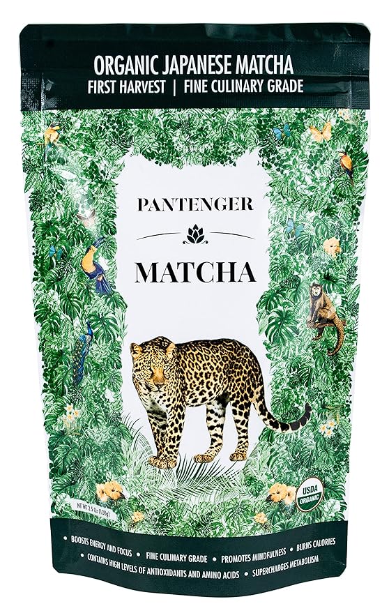 Organic Matcha Green Tea Powder | 3.5 OZ - 80 Servings | Latte &amp Smoothie Grade | Japanese - First Harvest - Stone Milled | By Pantenger