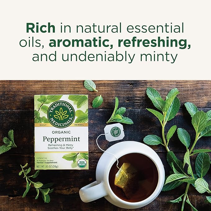 Traditional Medicinals Tea Organic Peppermint Soothes Your Belly Refreshing &amp Minty 96 Tea Bags (6 Pack)