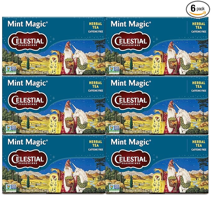 Celestial Seasonings Herbal Tea Mint MagicCaffeine Free 20 tea bags (Pack of 6)