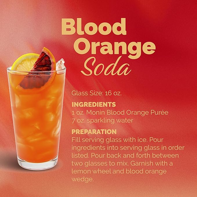 Monin - Blood Orange Purée Tart Juicy Citrus Taste Great for Lemonades Cocktails and Culinary Creations Vegan Gluten-Free (1 Liter)
