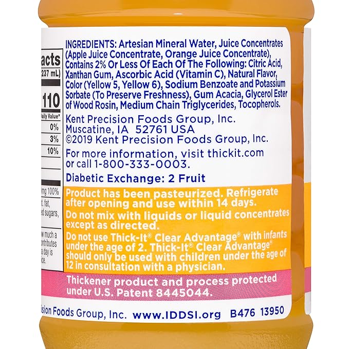 Thick-It Clear Advantage Mildy Thick Orange Juice Nectar Consistency Ready-to-Drink Digestible Swallowing Aid Hydration on the Go Convenient &amp Ready-to-Use 8 oz Bottle (24 Pack)