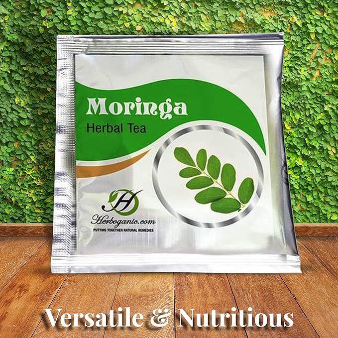HERBOGANIC Moringa Herbal Tea - Digestion Support and Immune Boost | Refreshing and Delicious Blend | Natural Ingredients | 60 Tea Bags