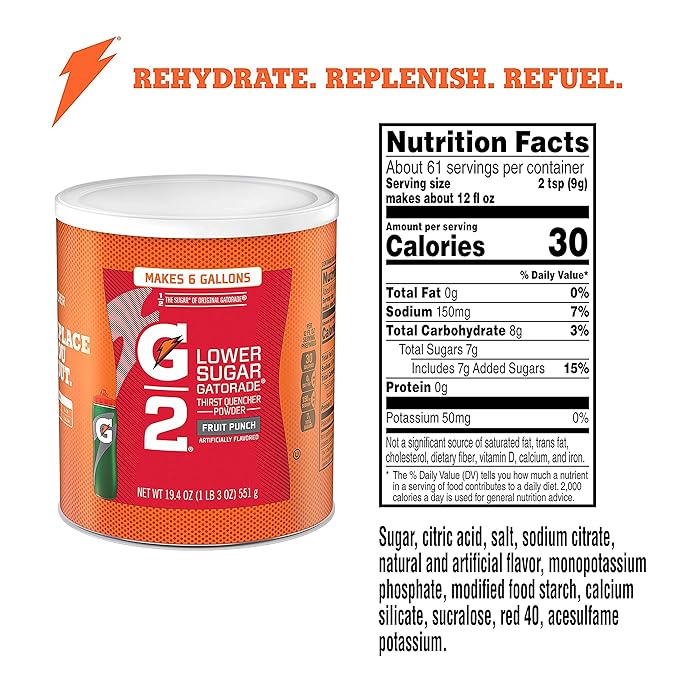 Gatorade Thirst Quencher Powder G2 Fruit Punch 19.4 Ounce pack of 3