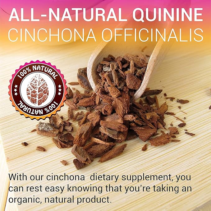 HERBALICIOUS Quinine Capsules - Cinchona Officinalis Bark Herbal Supplement for Muscle Cramp Defense and Overall Digestive Health - All-Natural Quinine Sulfate Pills 500mg per Capsule 100 Tablets