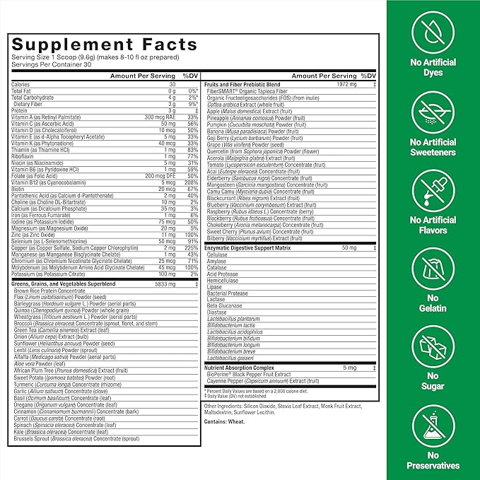 Force Factor Smarter Greens Daily Wellness Powder 3-Pack to Support Energy Immunity &amp Digestion Greens Powder Superfood Powder with Vitamins Minerals &amp Probiotics Unflavored 90 Servings